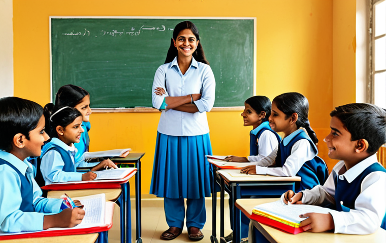 **
"A bright and colorful classroom scene with children learning Hindi, fully clothed, appropriate attire, safe for work, teacher leading a lesson with textbooks and visual aids, happy and engaged students, perfect anatomy, natural proportions, professional educational illustration, high quality, modest, family-friendly"
**