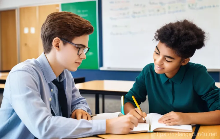 언어 교육에서의 협력적 학습 - **Prompt 1: Joyful Collaborative Language Learning at a Cafe**
    "A vibrant, high-resolution image...