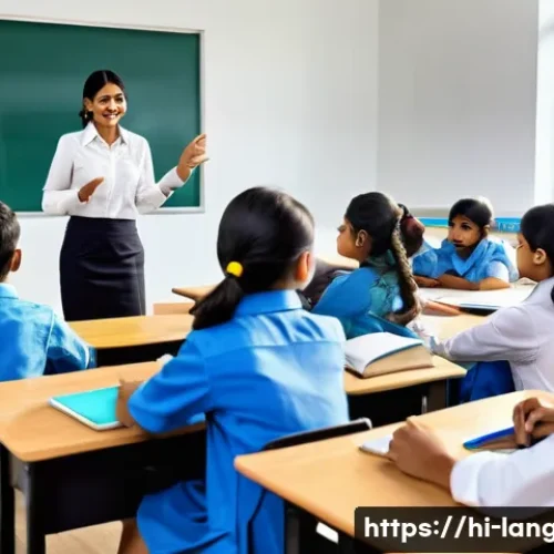 Home 17 언어 교육에서의 교사 역량 개발 - A diverse group of Indian teachers in a modern classroom setting actively engaging with digital teac...